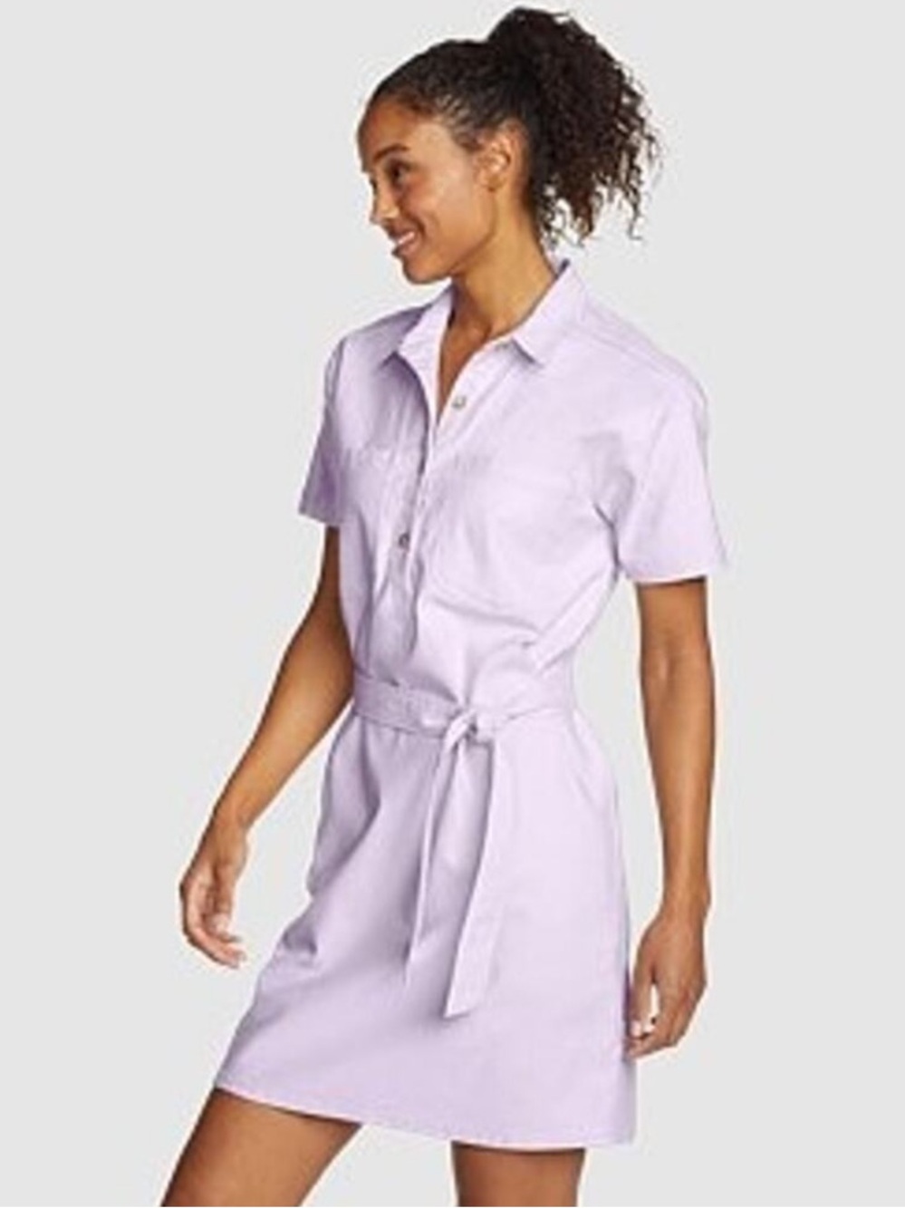 Eddie Bauer Hemplify Utility Short-Sleeve Dress lavender mist lilac NEW NWT 2XL